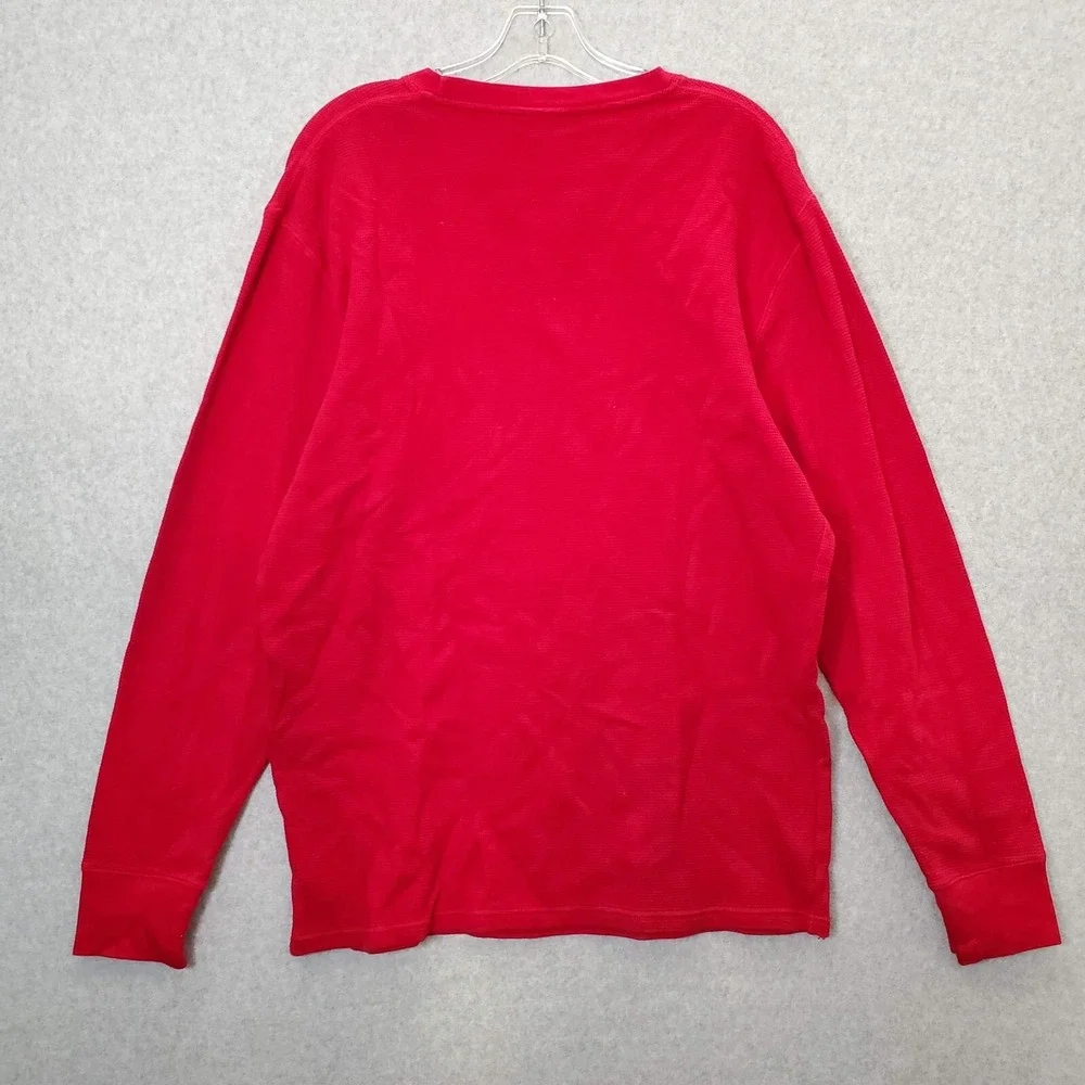 Polo Ralph Lauren Men Sleepwear Large Red Logo Embroidered Waffle Knit Thermal